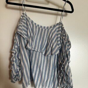 ZARA Linen Off-the-shoulder Stripped